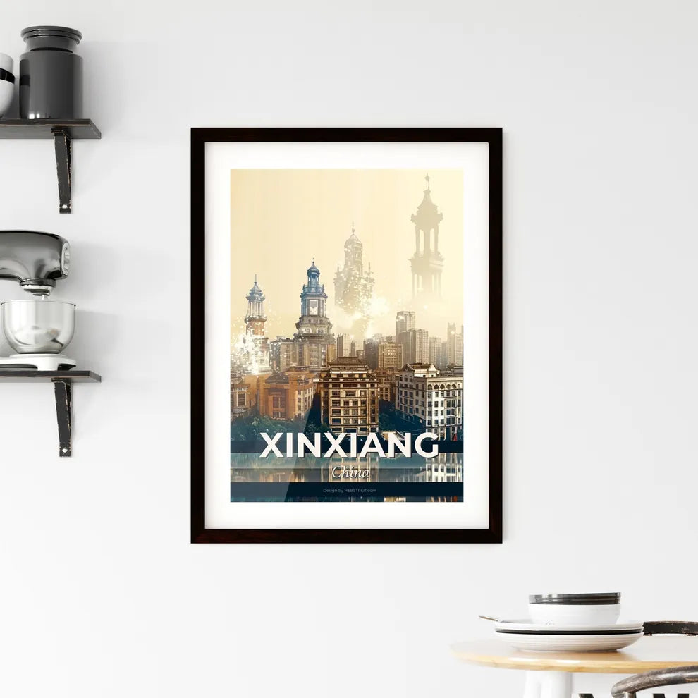 Xinxiang Cityscape Night Sparkle Poster Art - A city with many tall buildings Custom Print