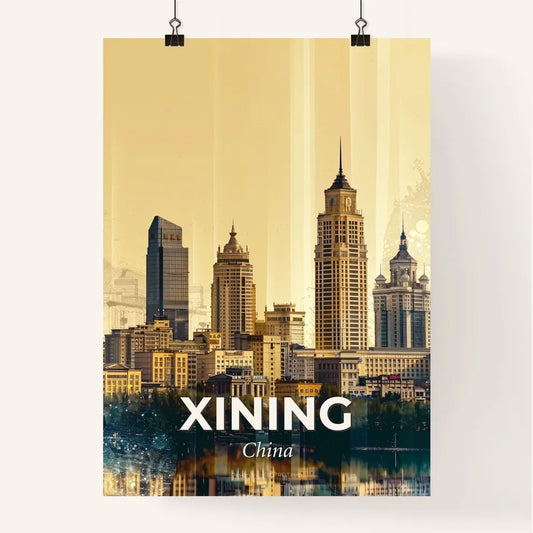 Mystical Xining Skyline Composite Art Silhouettes - A city skyline with tall buildings Poster