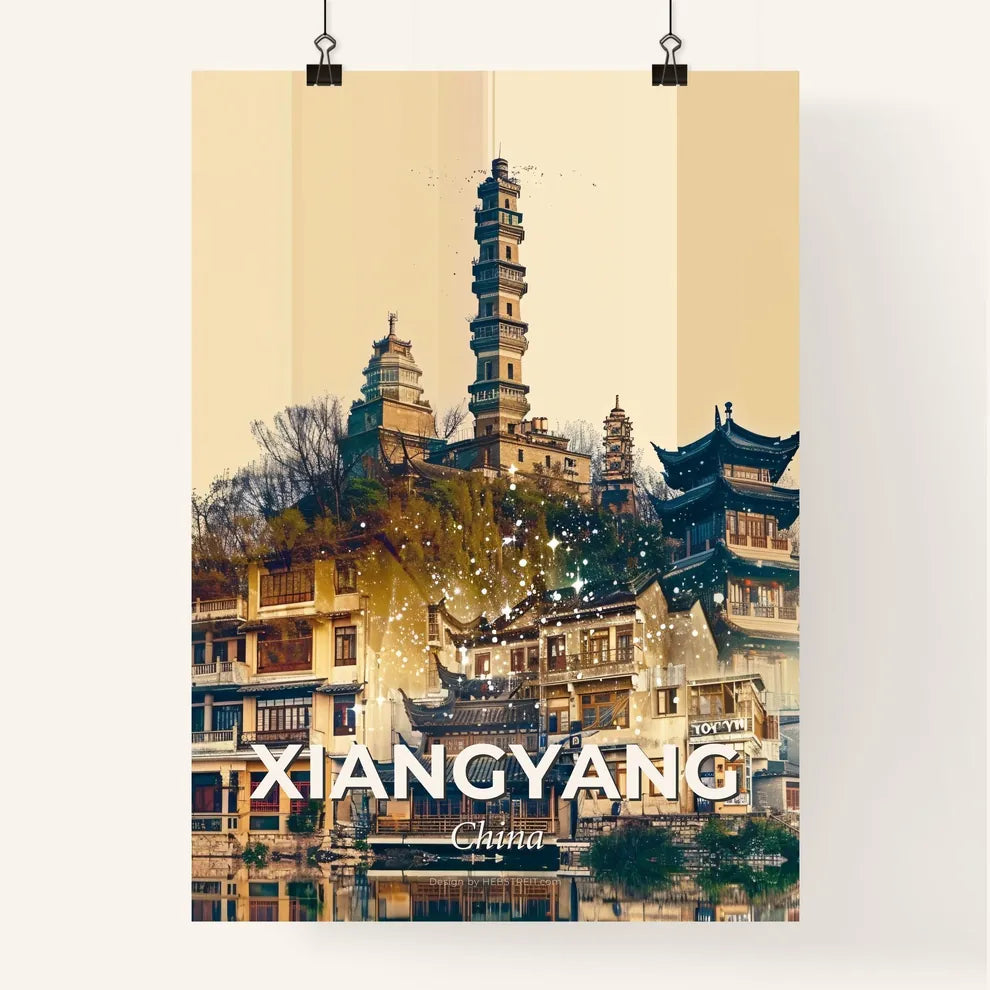 Xiangyang City Skyline Double Exposure Art Poster - A building with a tower on top Poster