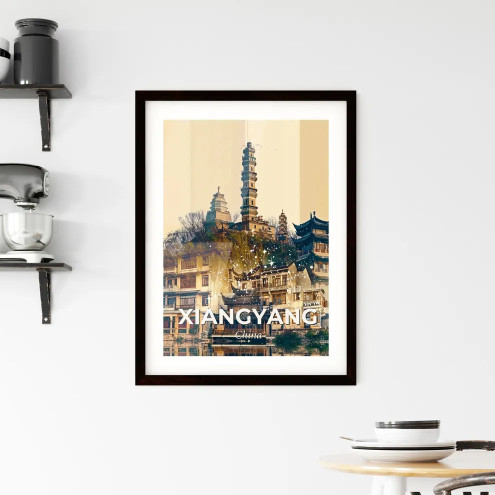 Xiangyang City Skyline Double Exposure Art Poster - A building with a tower on top Custom Print