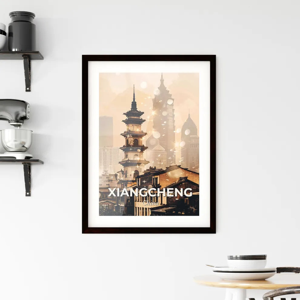 Xiangcheng Skyline Composite Art Double Exposure - A tall tower in a city Custom Print