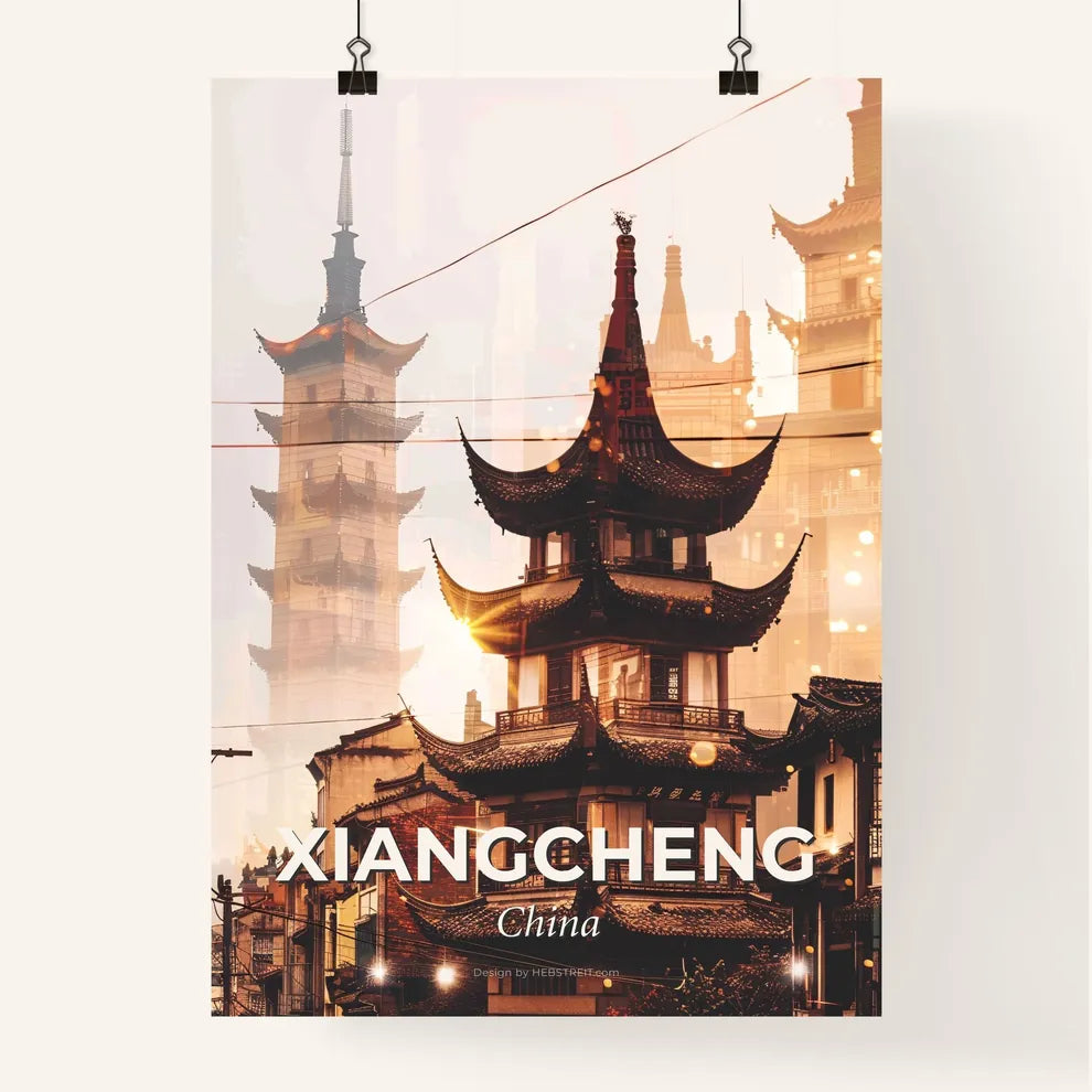 Xiangcheng City Skyline Bright Beige Minimalist - A double exposure of a building Poster