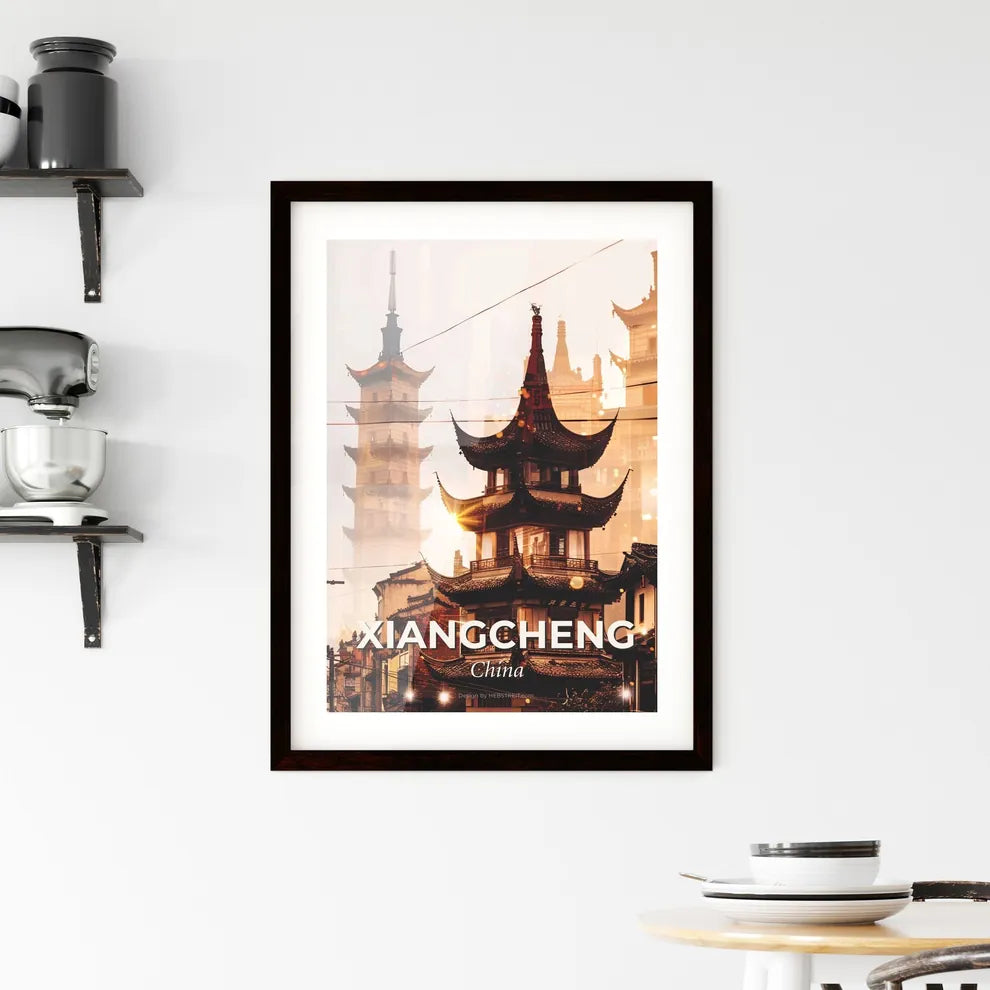 Xiangcheng City Skyline Bright Beige Minimalist - A double exposure of a building Custom Print