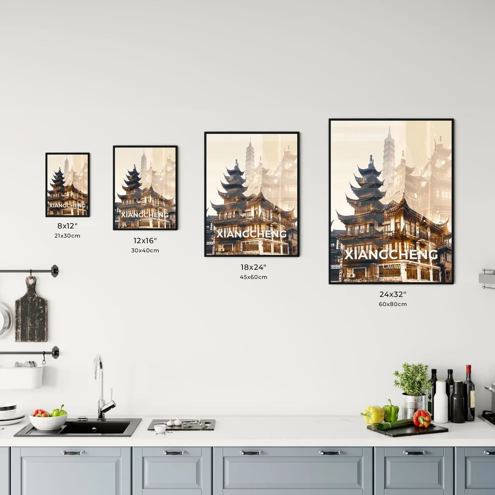 Xiangcheng Skyline Double Exposure Cityscape Art - A building with a tower Size Chart