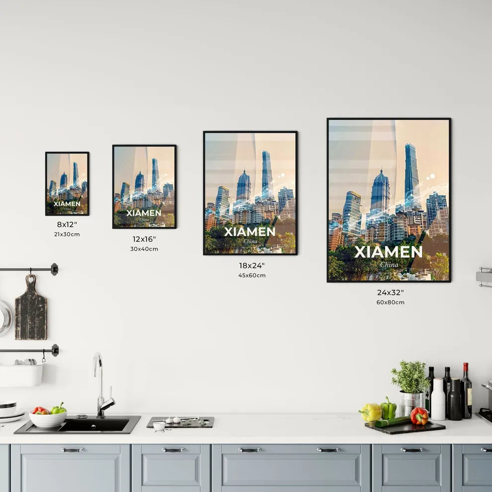 Xiamen Skyline Icons Local Charm Art Poster - A city with tall buildings Size Chart