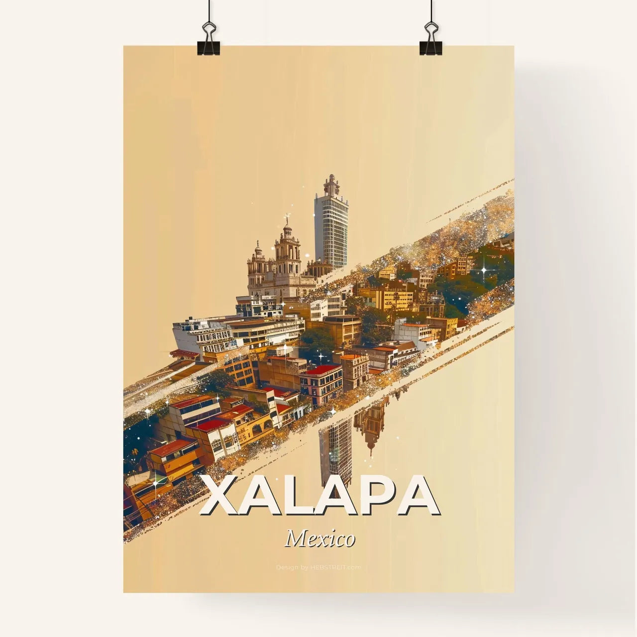 Xalapa Skyline Double Exposure Composite - A city in the sky Poster