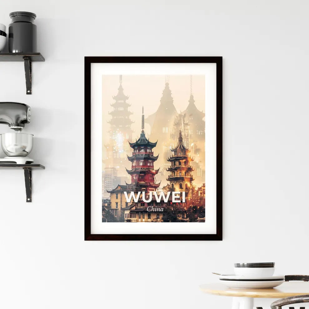 Wuwei City Composite Art Skyline Poster - A tall buildings with a city in the background Custom Print