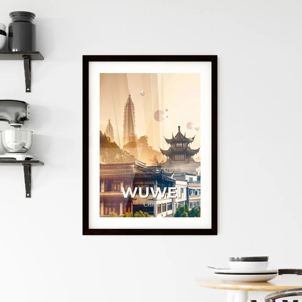 Wuwei City Skyline Art Poster - A city with buildings and a tall building Custom Print