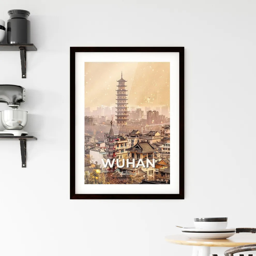 Wuhan: Chinese Skyline Reflections - A tall tower in a city Custom Print