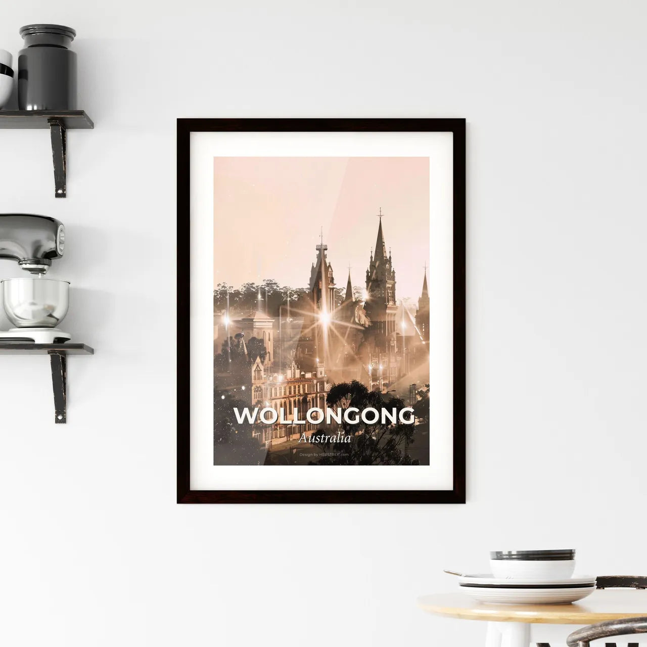 Wollongong City Skyline Sunset Composite Artwork - A city with many towers and trees Custom Print
