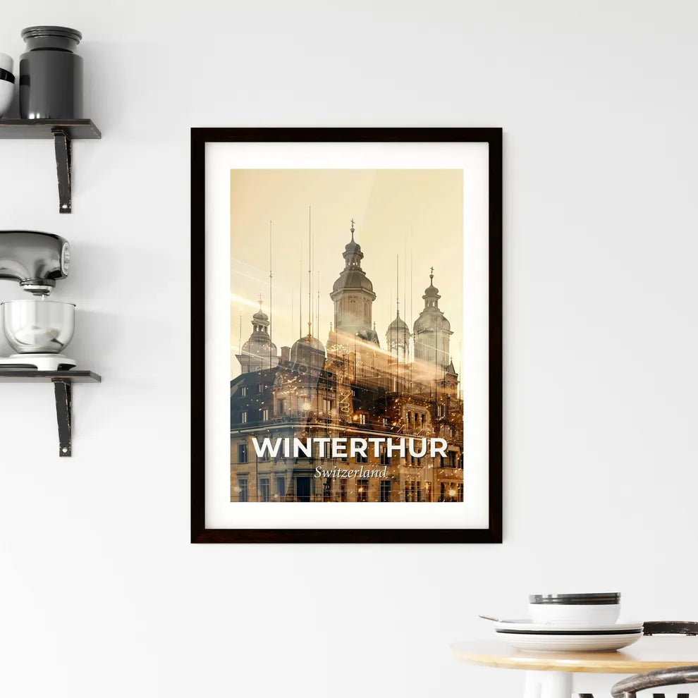 Winterthur Skyline Cityscape Composite Poster - A building with towers and a city skyline Custom Print