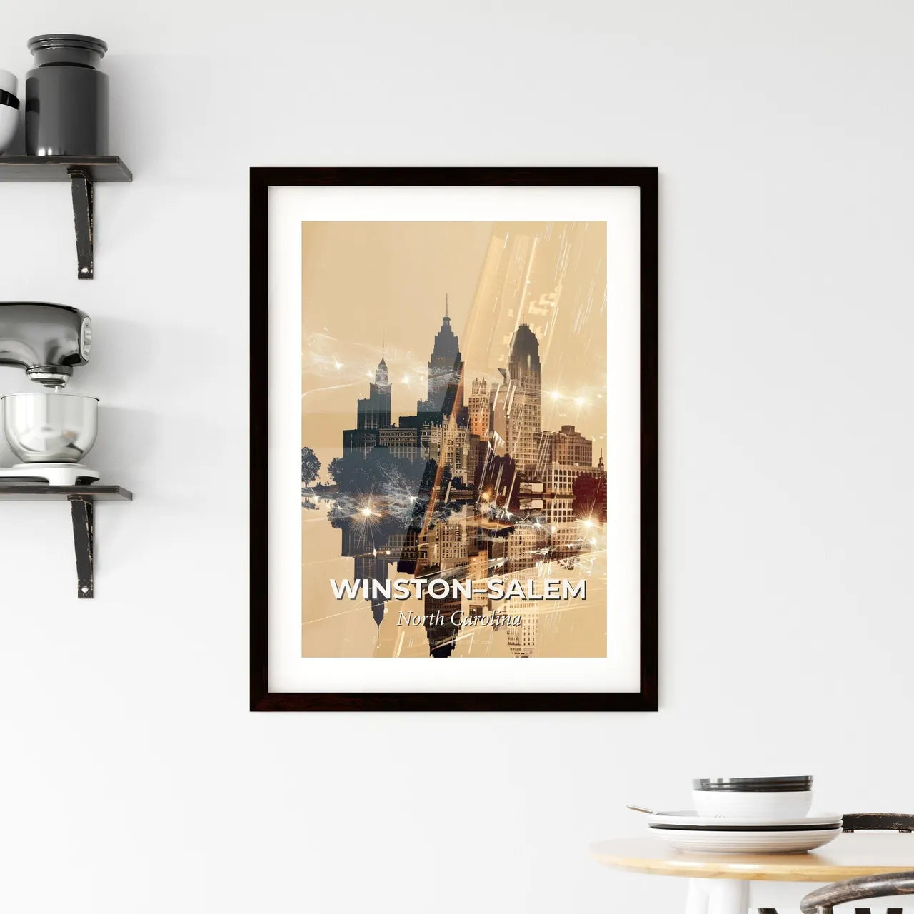 Winston-Salem City Skyline Night Lights Poster - A city skyline with lights Custom Print
