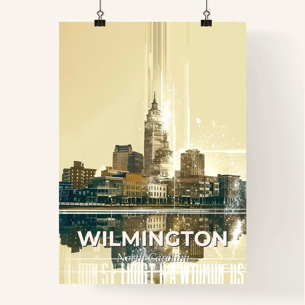 Wilmington Skyline Composite Art Cityscape Vibes - A city skyline with a reflection of water Poster