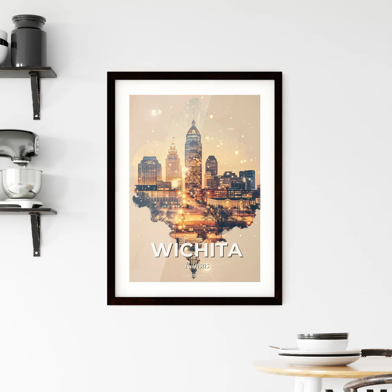 Wichita Skyline Architectural Wonders Poster - A city skyline with lights Custom Print