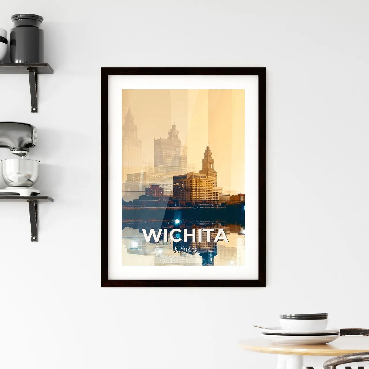 Wichita, Kansas: Where City and Architecture Sparkle - A city skyline with buildings and a body of water Custom Print