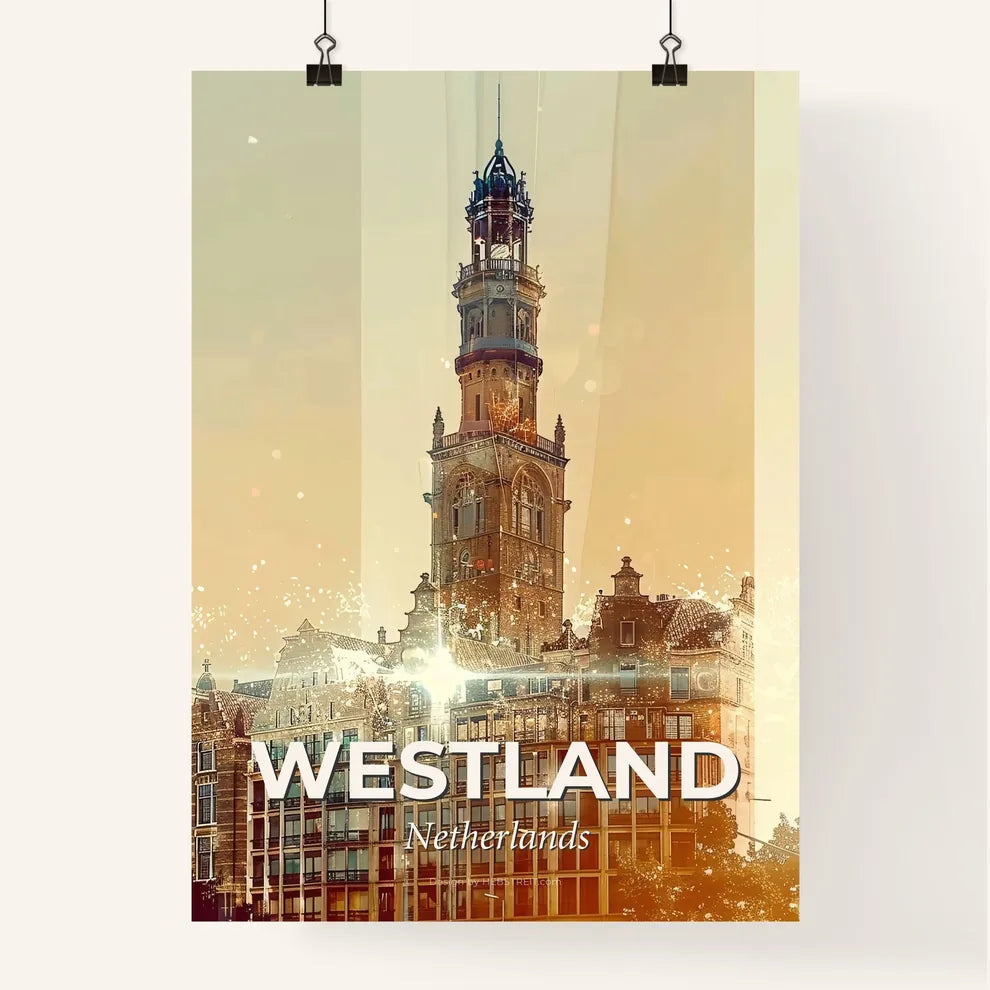 Westland City Skyline Composite Art Poster - A building with a tower Poster
