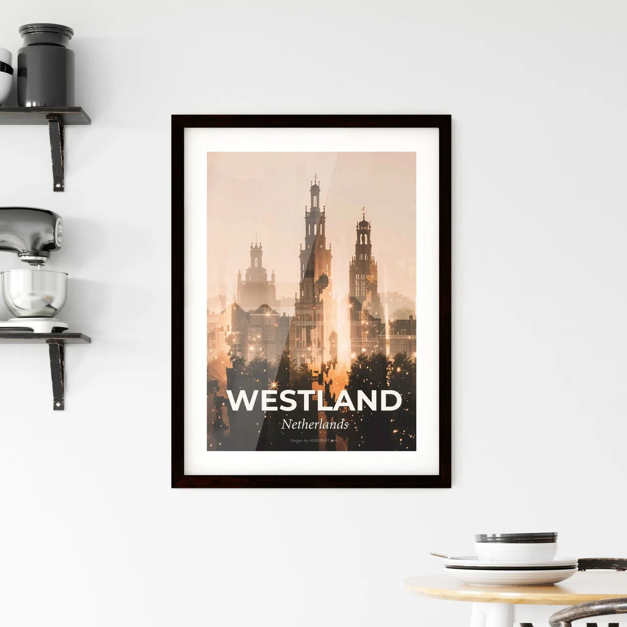 Westland Skyline Double Exposure Art Poster - A city skyline with many tall buildings Custom Print