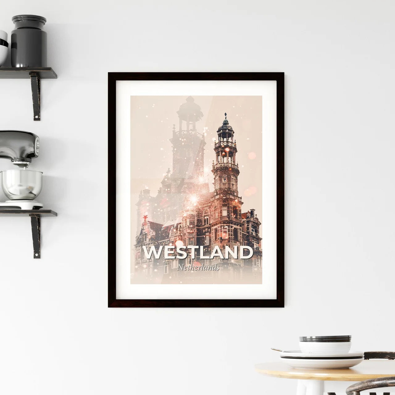 Westland Double Exposure Composite Art Skyline - A building with a tower Custom Print