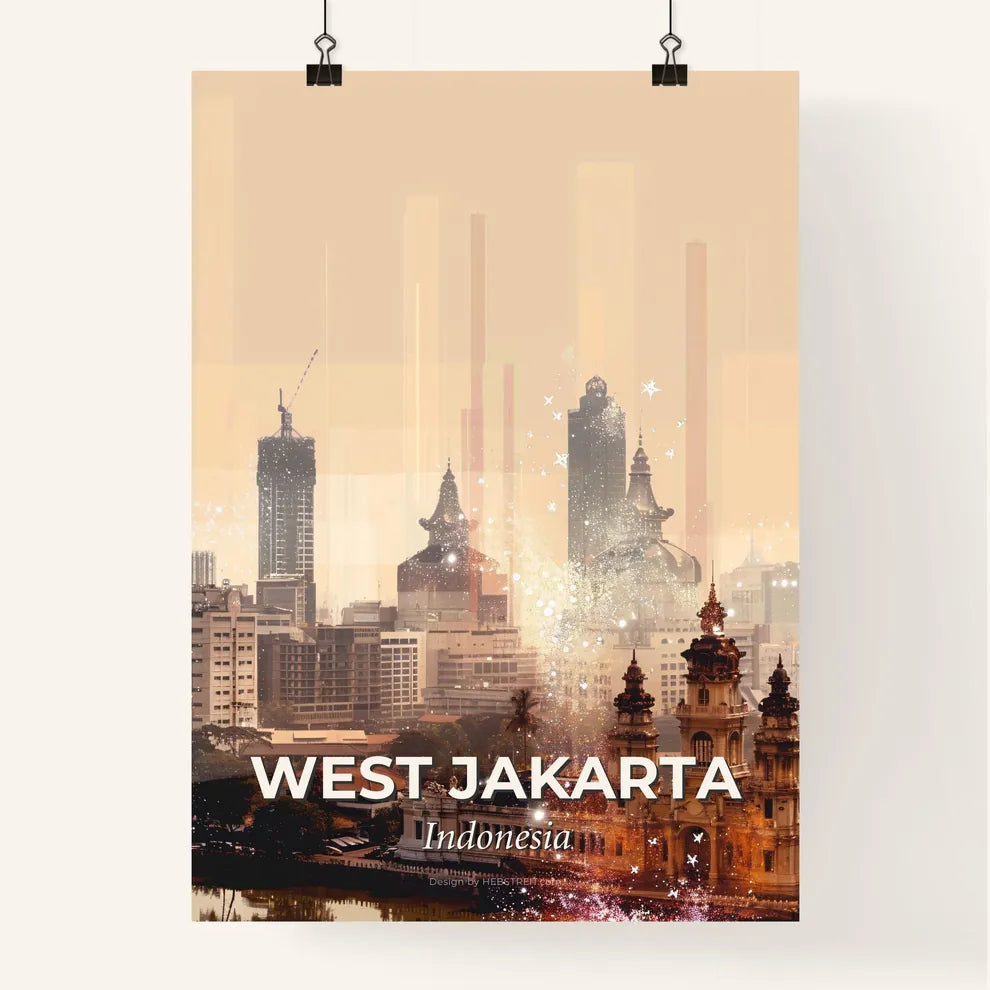West Jakarta Skyline Composite Art Poster - A city with many tall buildings Poster