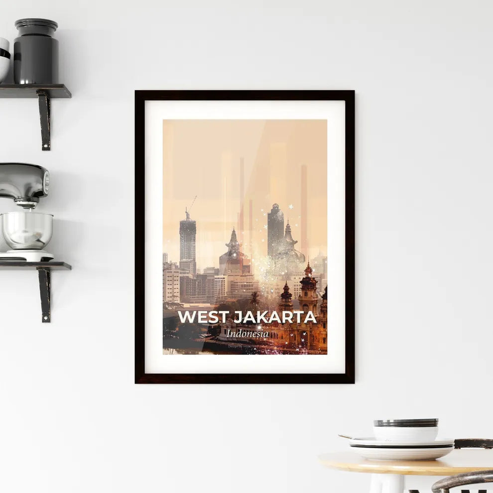 West Jakarta Skyline Composite Art Poster - A city with many tall buildings Custom Print
