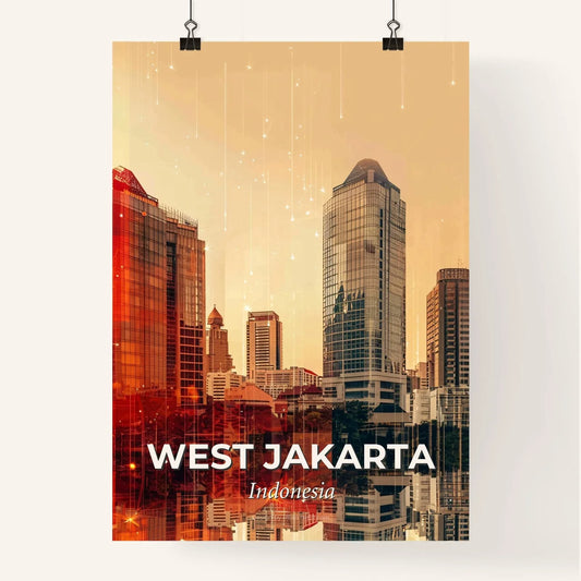 Jakarta Skyline Night Panorama Art Poster - A city skyline with many tall buildings Poster