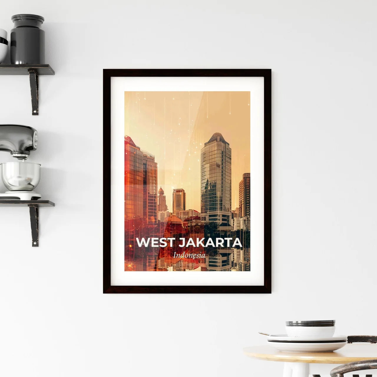 Jakarta Skyline Night Panorama Art Poster - A city skyline with many tall buildings Custom Print