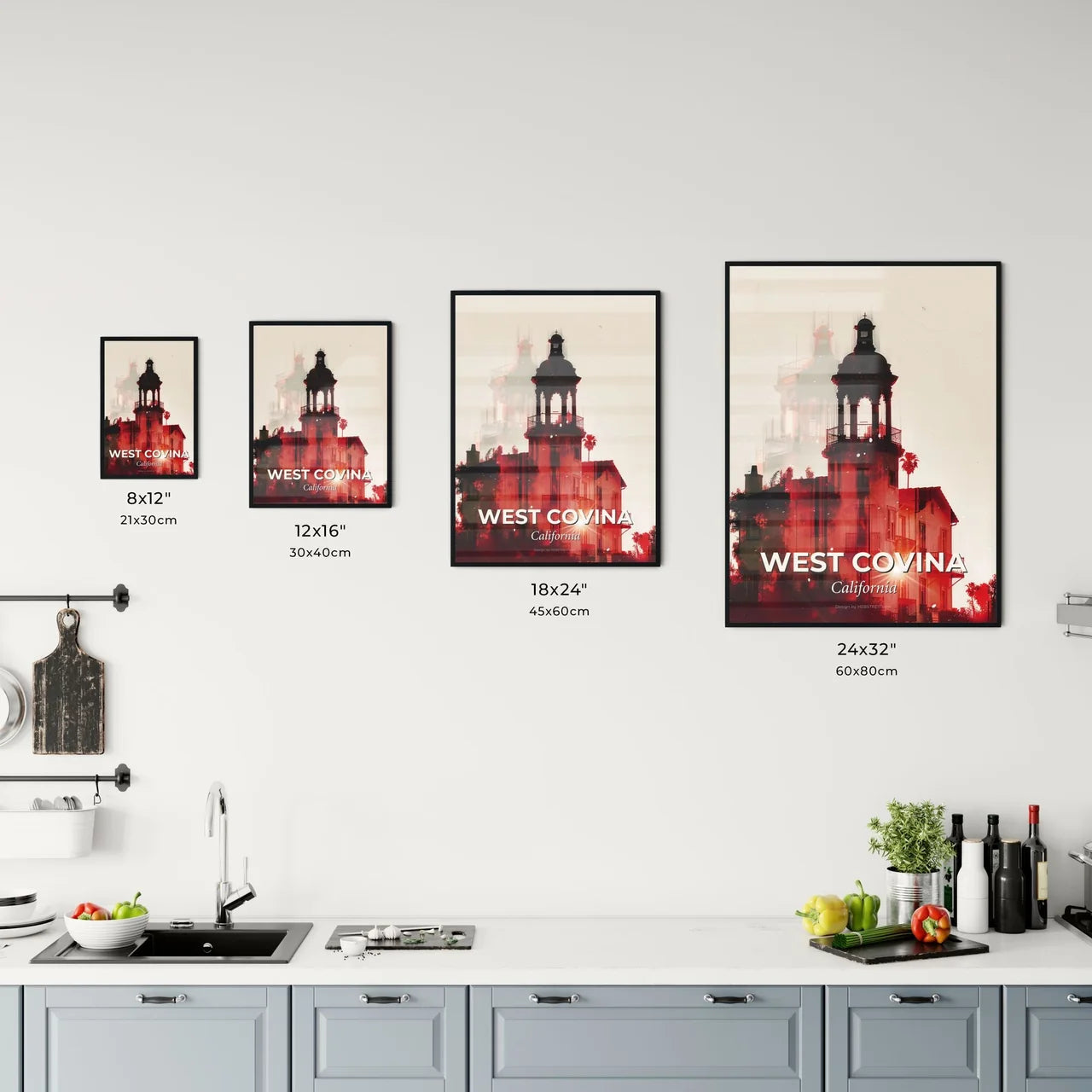 West Covina City Lightscapes with Architectural Icons - A building with a tower and a light Size Chart