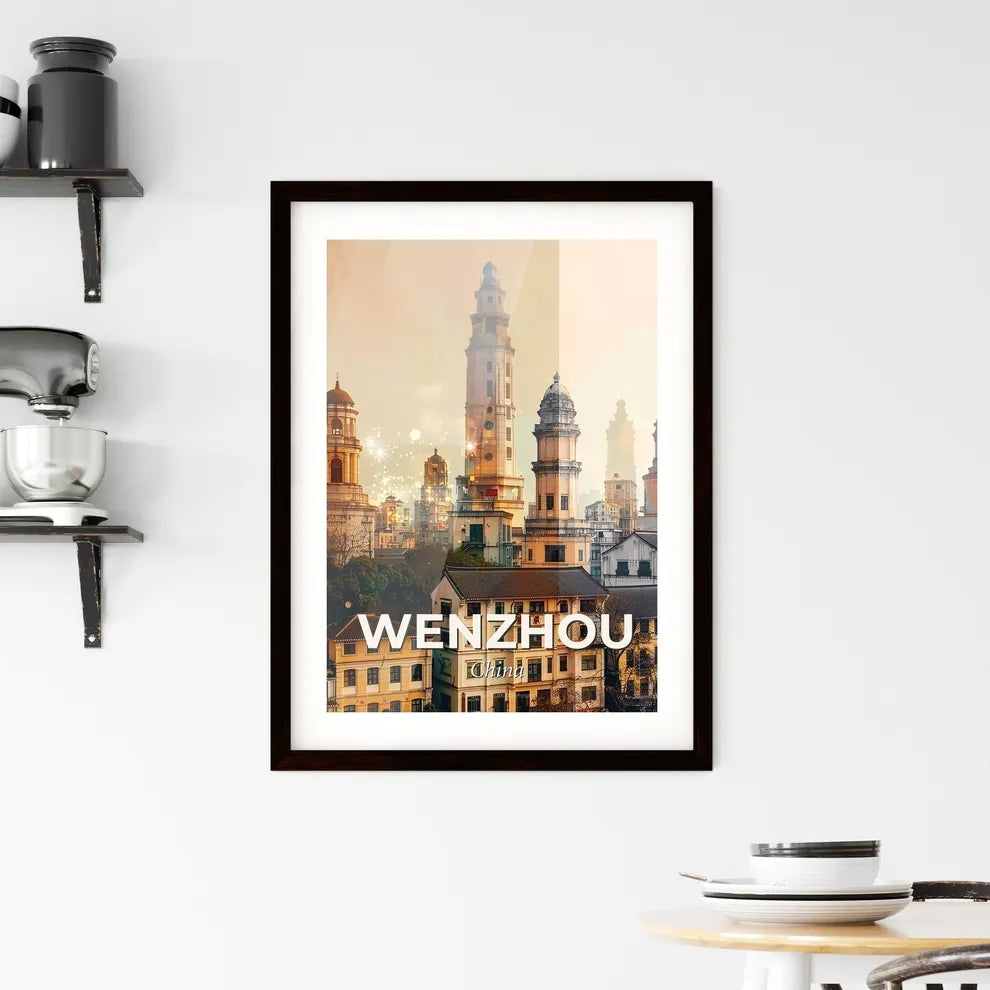 Wenzhou Skyline Composite Modern Art Artwork - A city with many towers Custom Print