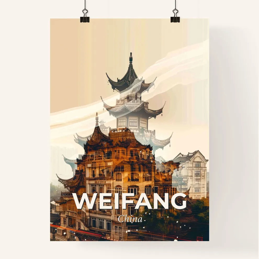 Weifang Skyline Iconic Architecture Poster Art - A double exposure of a building Poster