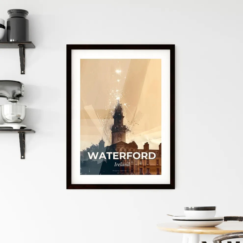 Waterford Ireland Skyline Composite Art Cityscape - A building with a tower and stars Custom Print