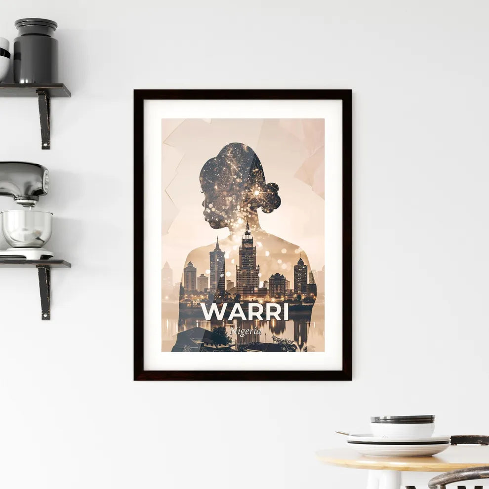 Warri: City Skyline Double Exposure Composite Art - A woman's silhouette and cityscape Custom Print