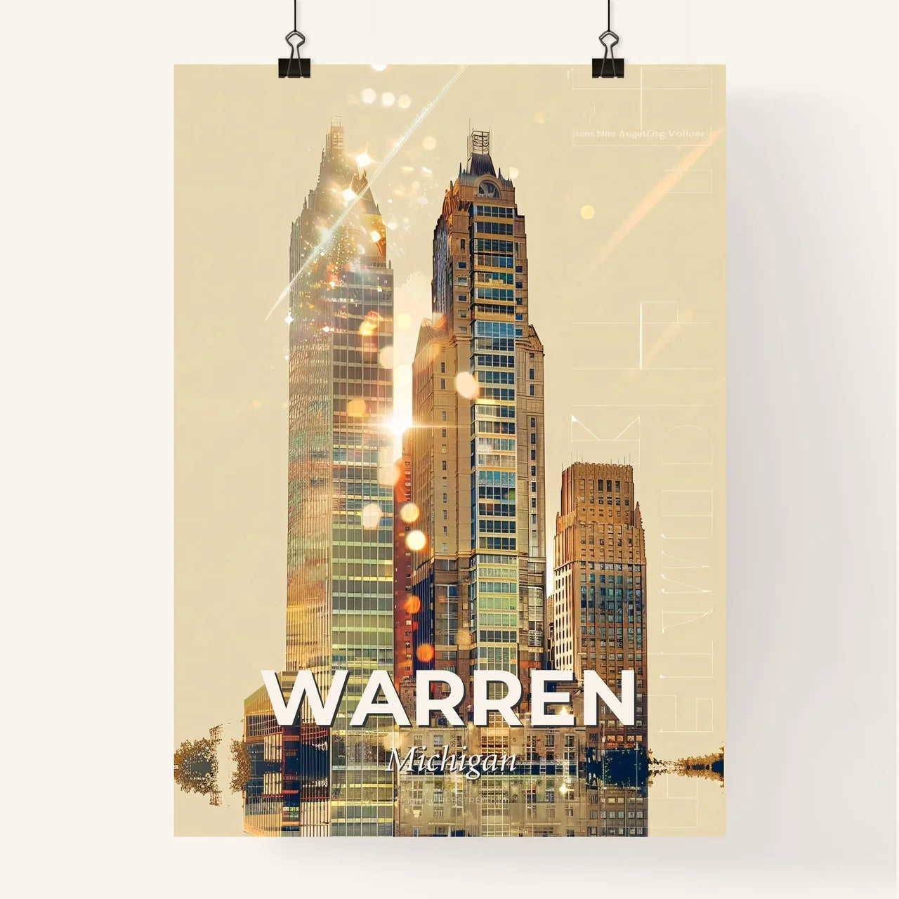 Warren City Skyline Exposure Composite - A group of tall buildings Poster