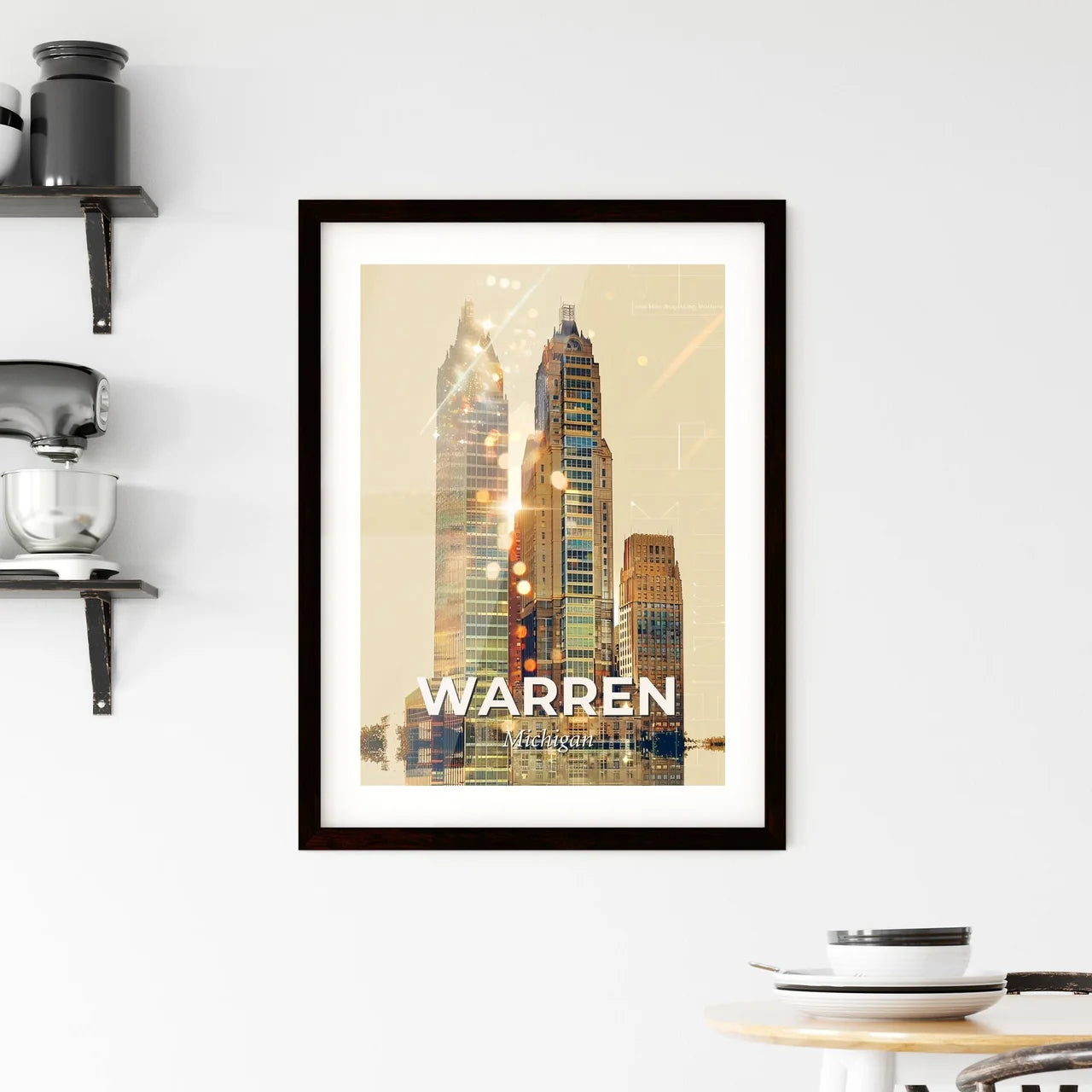 Warren City Skyline Exposure Composite - A group of tall buildings Custom Print