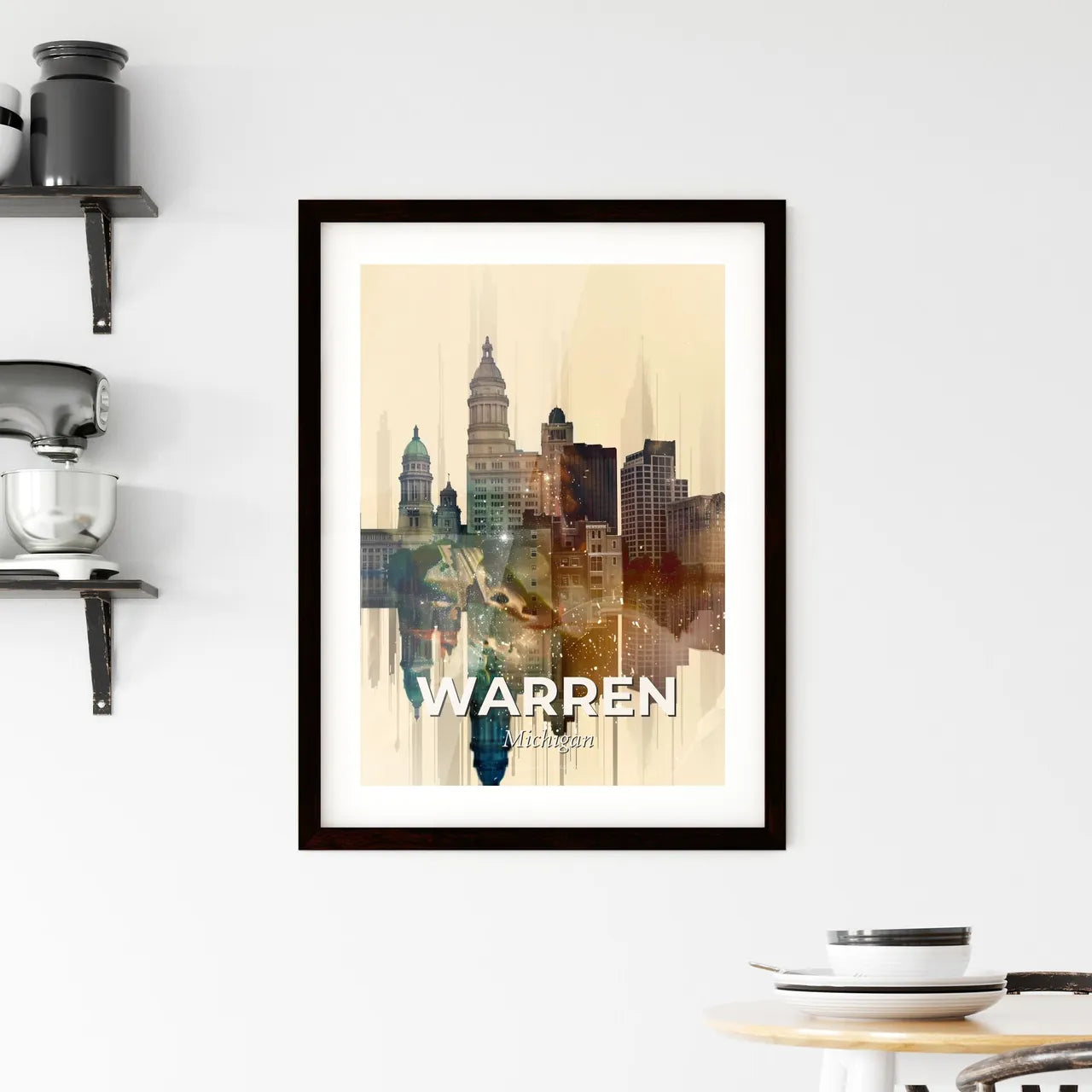 Warren, Michigan City Skyline Composite Art Poster - A city skyline with many tall buildings Custom Print