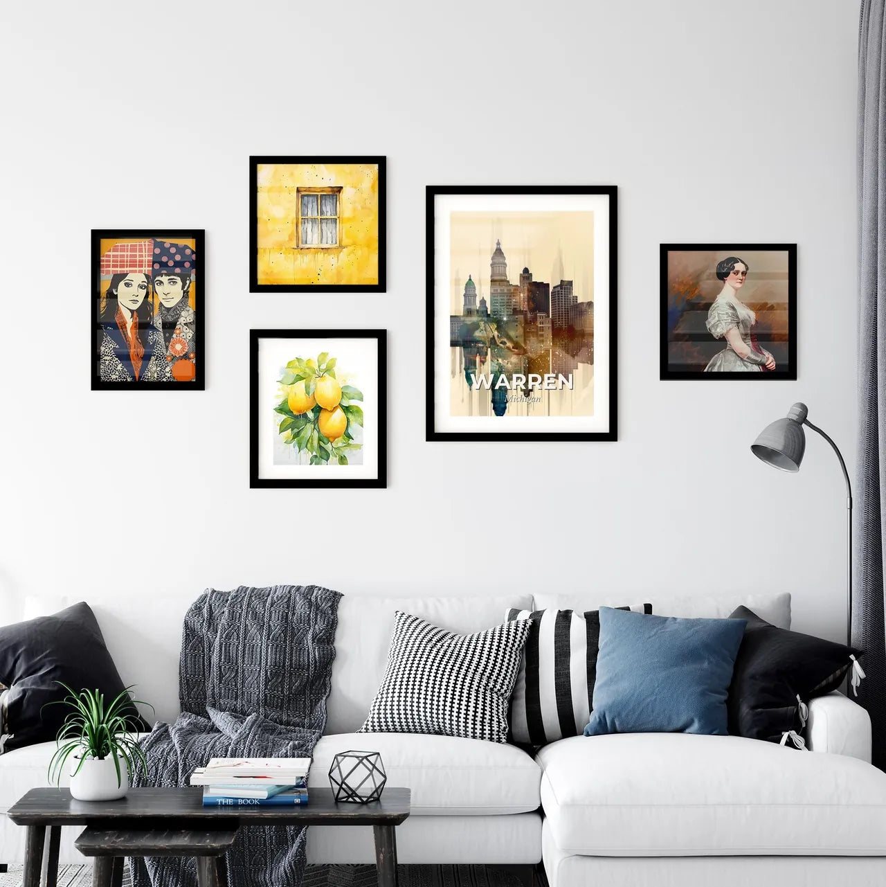 Warren, Michigan City Skyline Composite Art Poster - A city skyline with many tall buildings Interior Design