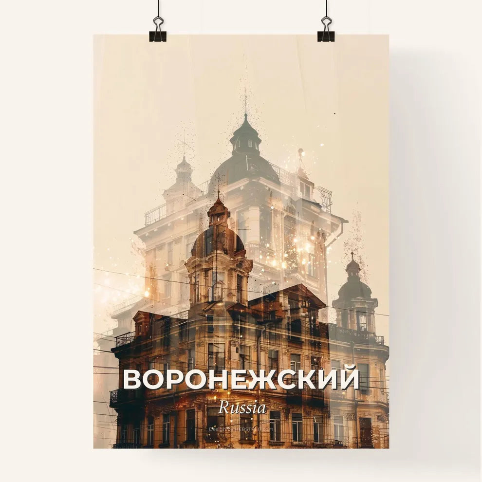 Voronezh City Skyline Composite Art Poster - A building with a tower Poster