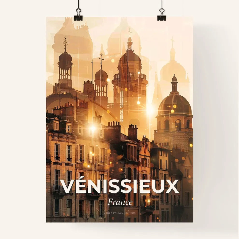Vénissieux Skyline Silhouette Composite Poster Art - A city with many buildings Poster