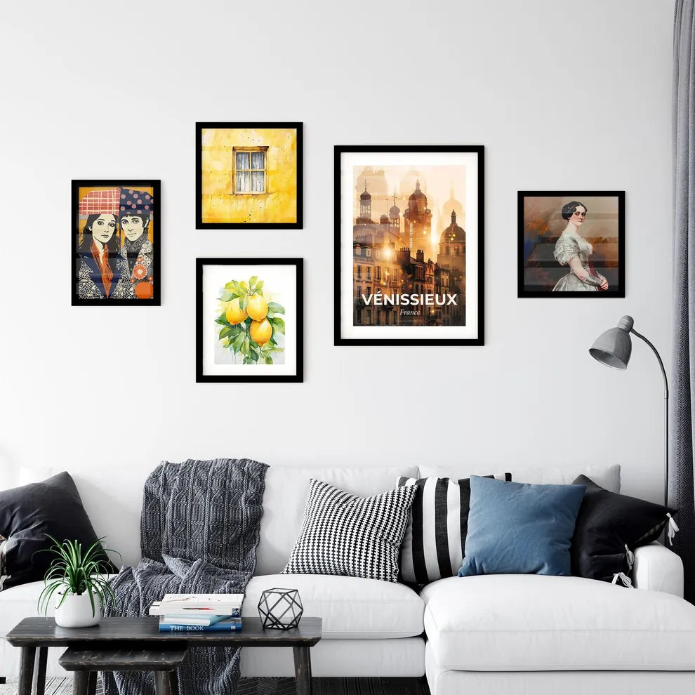 Vénissieux Skyline Silhouette Composite Poster Art - A city with many buildings Interior Design
