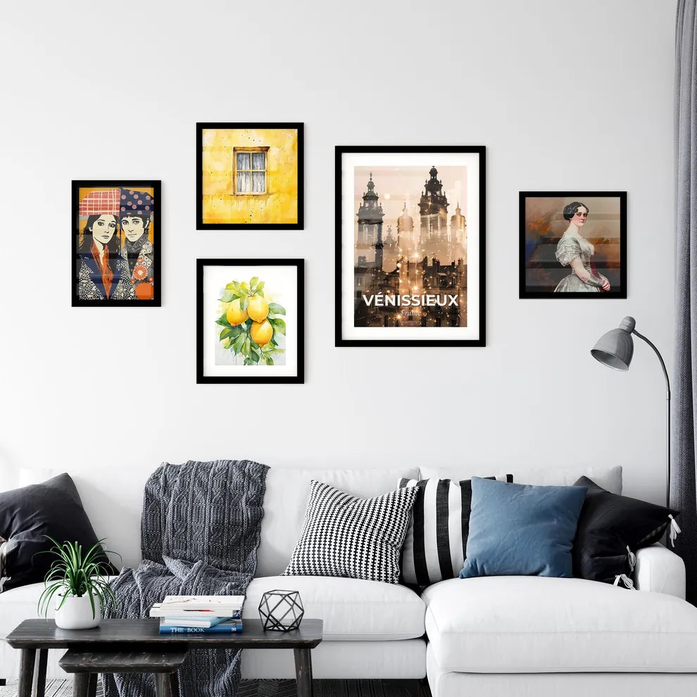 Vénissieux Skyline Art: Double Exposure Silhouette - A city with many buildings Interior Design