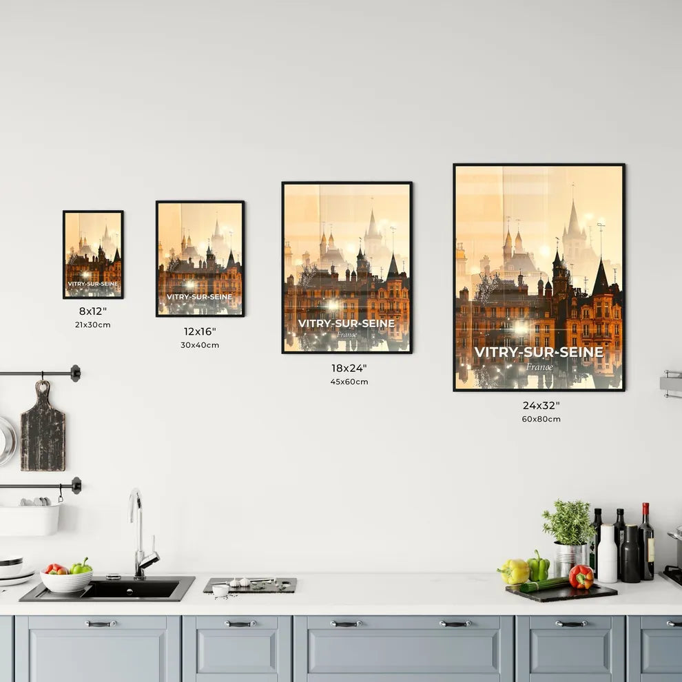Vitry-sur-Seine Double Exposure City Skyline Art - A city with many buildings Size Chart