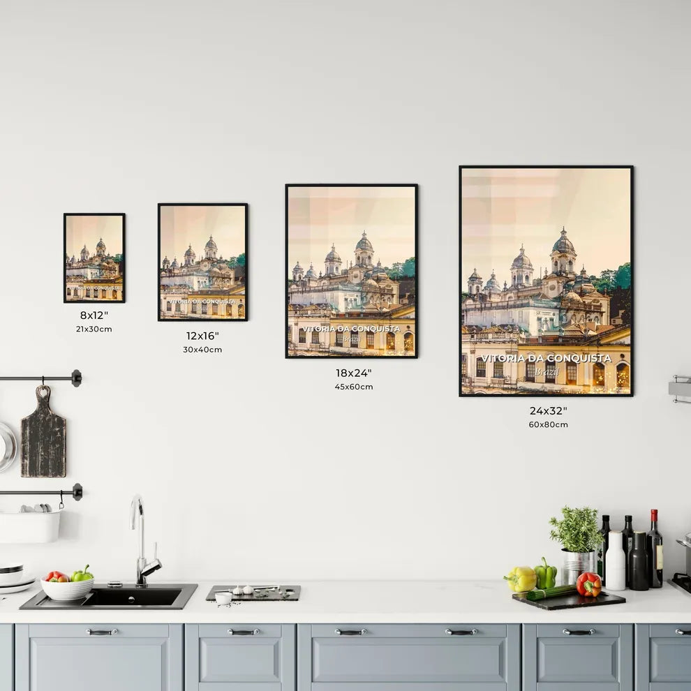 Vitoria da Conquista City Skyline Double Exposure Art - A large building with many domes Size Chart