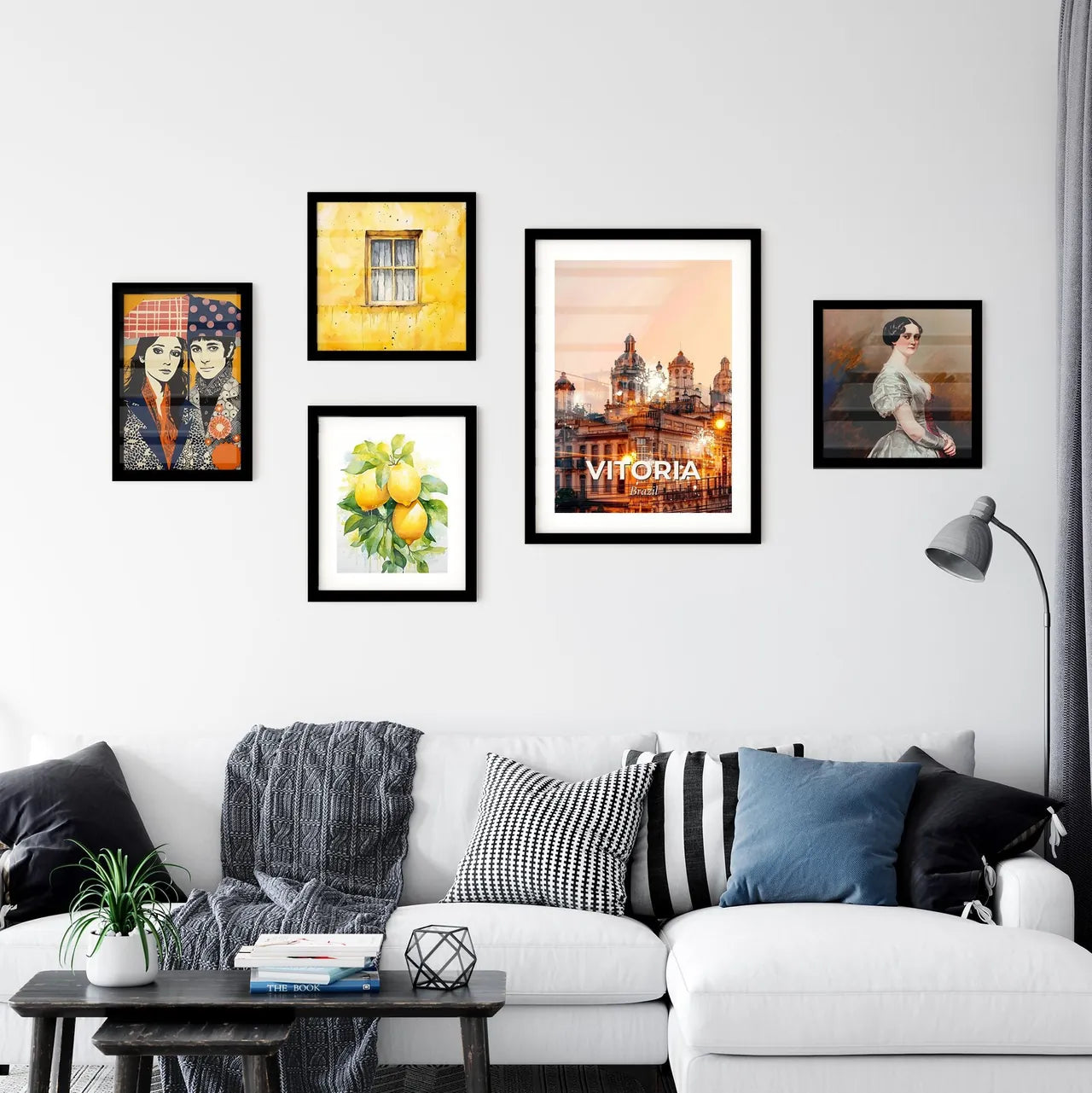 Vitoria Skyline Sunlit Cityscape Art Print - A building with many windows and a street light Interior Design