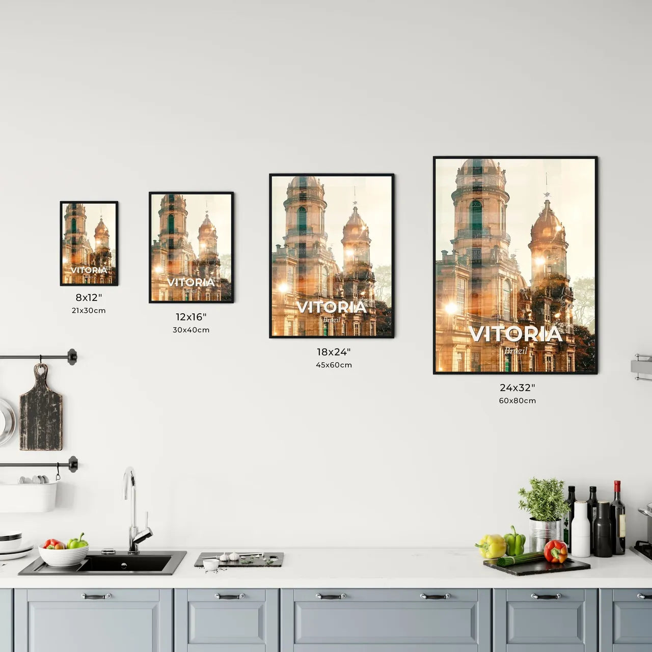 Vitoria Skylines And Local Icons Composite - A building with a tower Size Chart