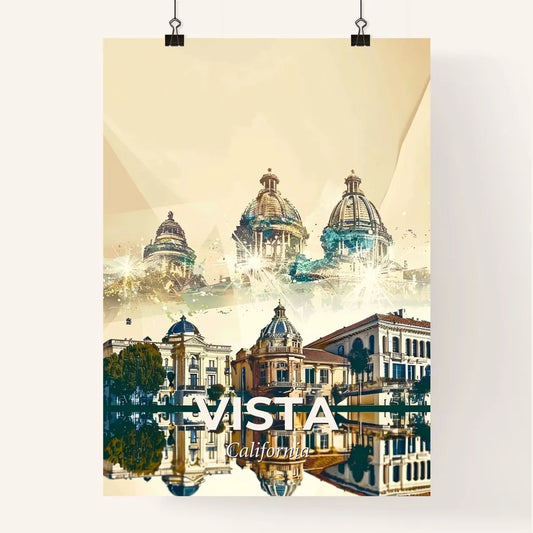 Vista City Skyline Double Exposure Art Poster - A building next to a body of water Poster