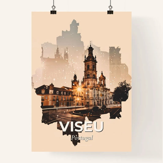 Viseu Skyline Canvas Wall Art - A city with a building and a street Poster