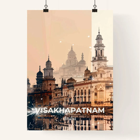 Visakhapatnam Skyline Double Exposure Metropolis Art Print - A city with a river and a building Poster