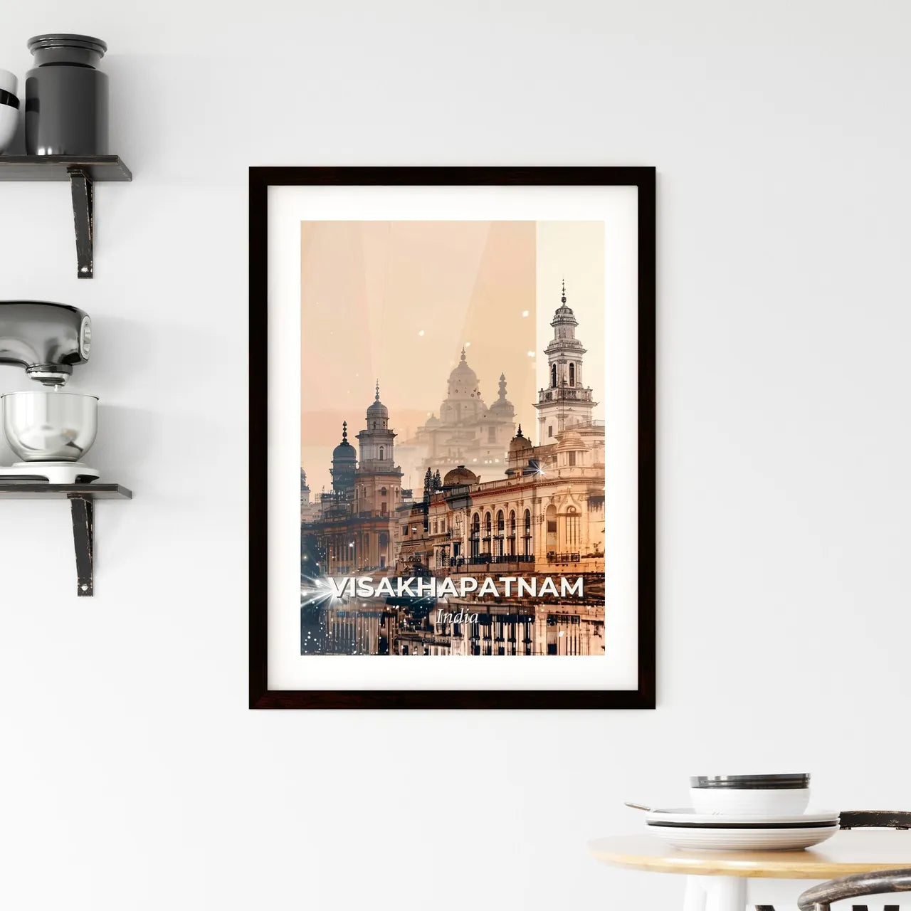 Visakhapatnam Skyline Double Exposure Metropolis Art Print - A city with a river and a building Custom Print