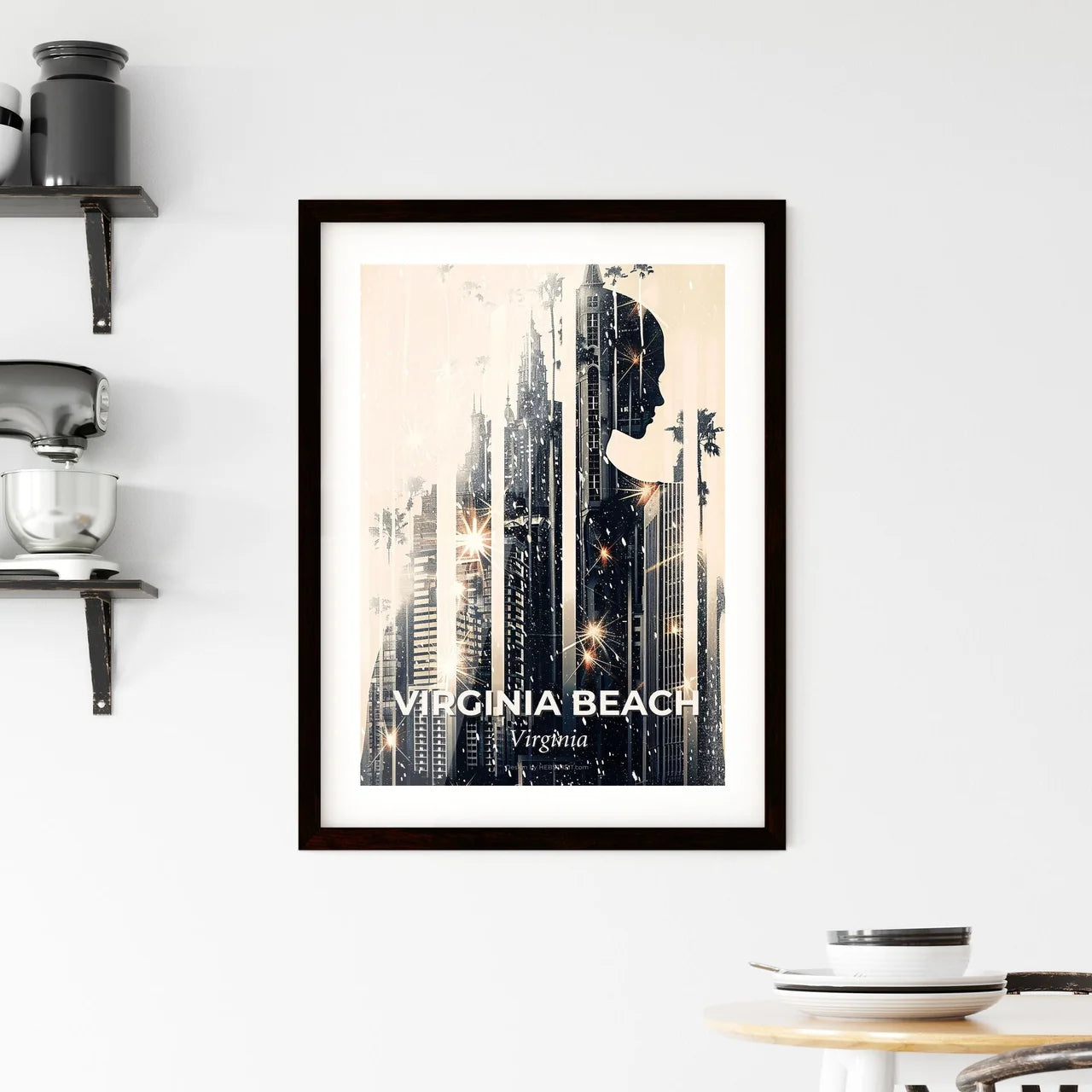 Virginia Beach Skyline Composite Art Masterpiece - A woman in a city Custom Print