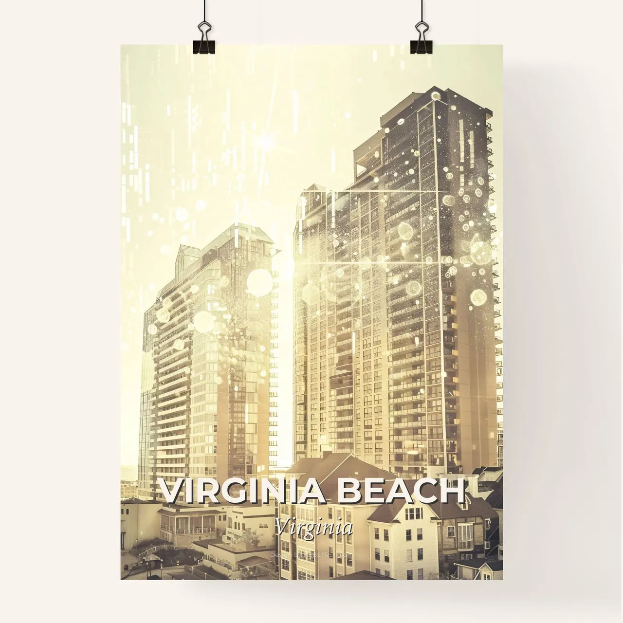 Virginia Beach Skyline: Daydream in Double Exposure - A group of tall buildings Poster