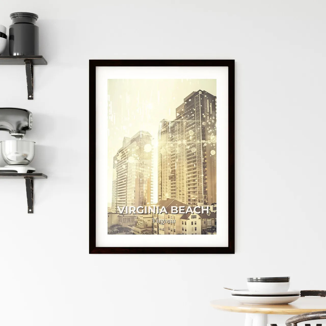 Virginia Beach Skyline: Daydream in Double Exposure - A group of tall buildings Custom Print